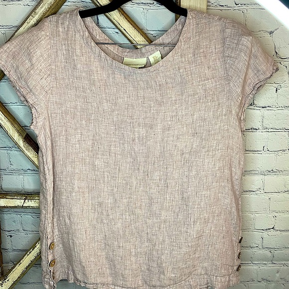 Cynthia Rowley, Pale Neutral 100% Linen top - Picture 3 of 5